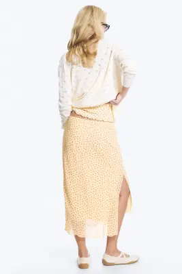 Jupe midi taille basse - Jaune clair - floral — photo 3