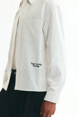 Chemise Oxford Relaxed Fit - Bleu foncé/rayures blanches — photo 2