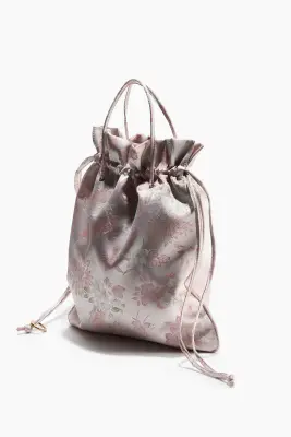 Petit sac seau - Gris clair/fleuri — photo 3