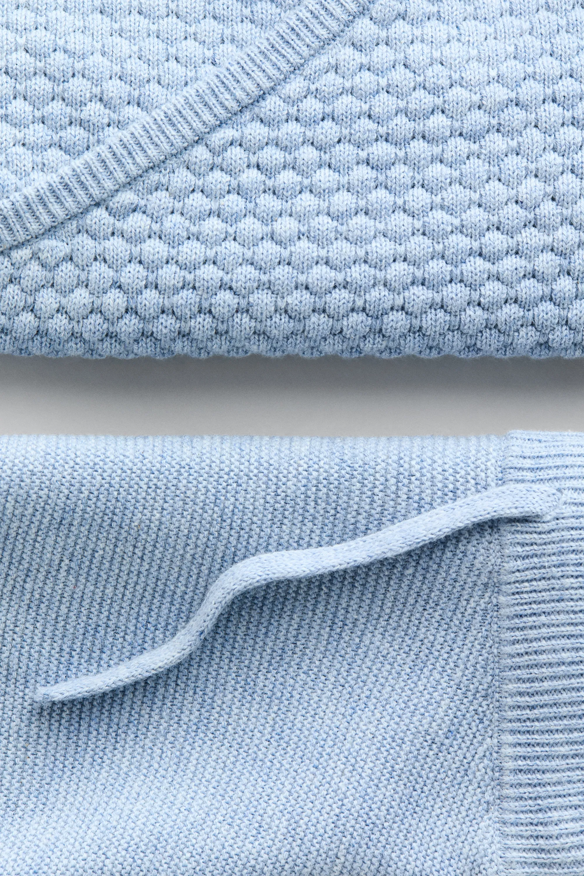 Ensemble 2 pièces en maille de coton texturée - Bleu clair