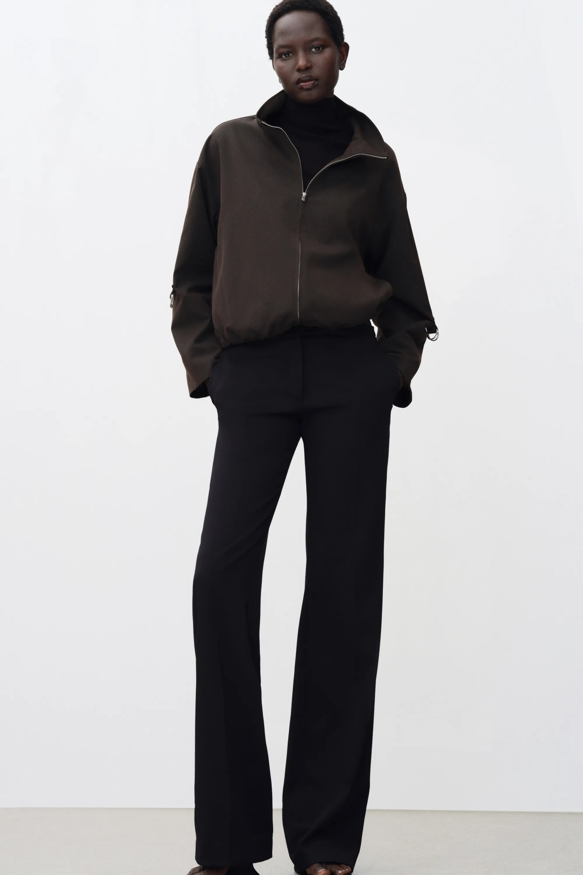 Veste oversize avec base à effet boule - Marron foncé