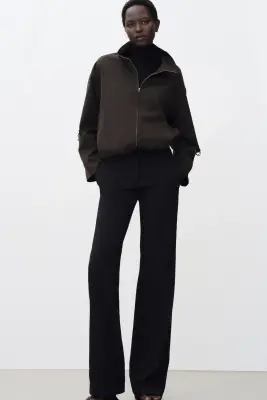 Veste oversize avec base à effet boule - Marron foncé — photo 1