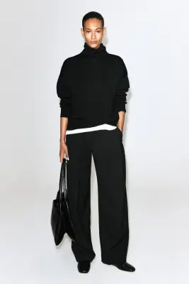 PULL COL ROULÉ LAINE MÉRINOS - NOIR — photo 2
