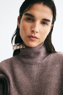 Pull sans manches loose avec col cheminée - Violet ancien clair — photo 3