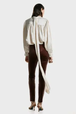 Pantalon en velours - Marron foncé — photo 3