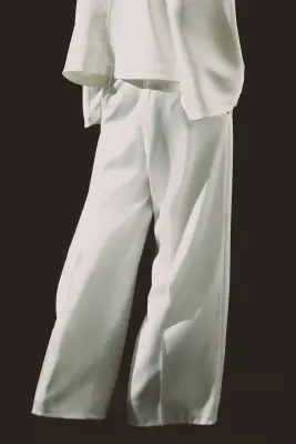 Pantalon large - Blanc — photo 4
