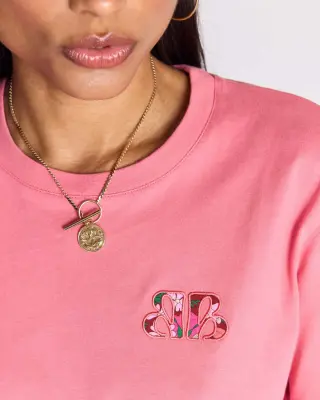 Tee-shirt Bree rose et imprimé Liberty rose et bordeaux — photo 3