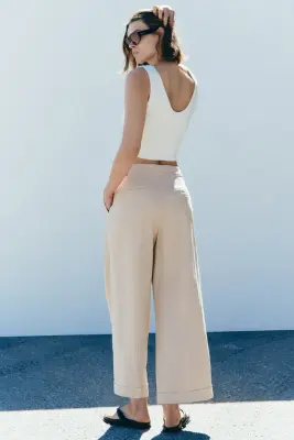 Pantalon droit avec ceinture - Beige clair — photo 3