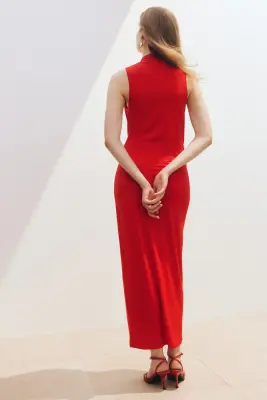 Robe maxi à effet drapé - Rouge — photo 2