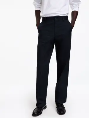 Pantalon décontracté en sergé de coton - Bleu foncé — photo 3