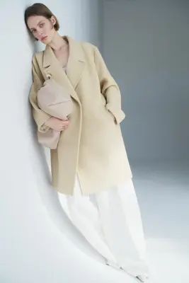 Manteau oversize en laine mélangée - Jaune clair — photo 1