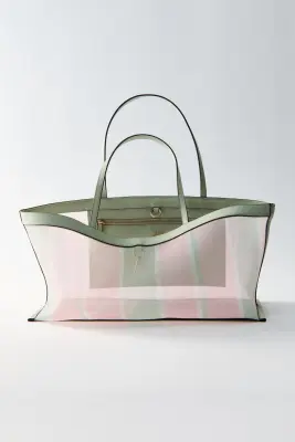 Sac shopping en mesh - Vert clair/rayé — photo 1