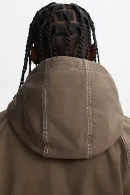 Veste matelassée en toile - Taupe foncé — photo 4