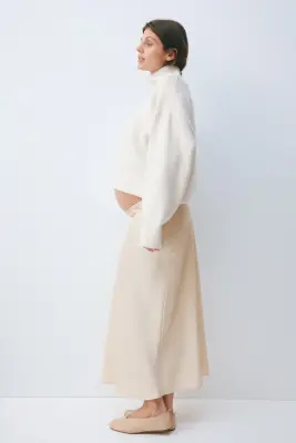 MAMA Slip skirt en satin - Beige clair — photo 4