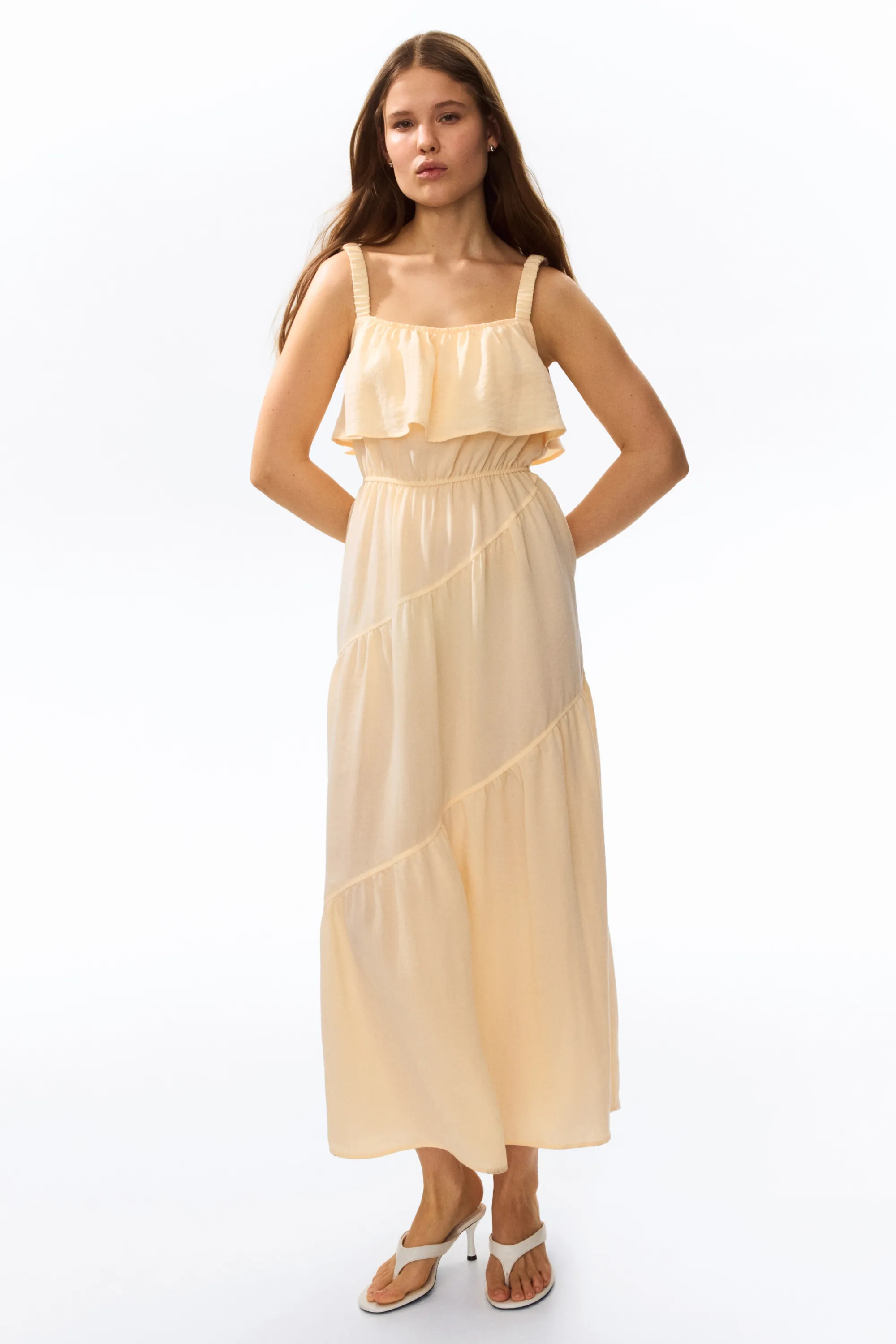 Robe volantée à étages - Jaune clair