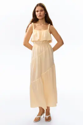 Robe volantée à étages - Jaune clair — photo 1