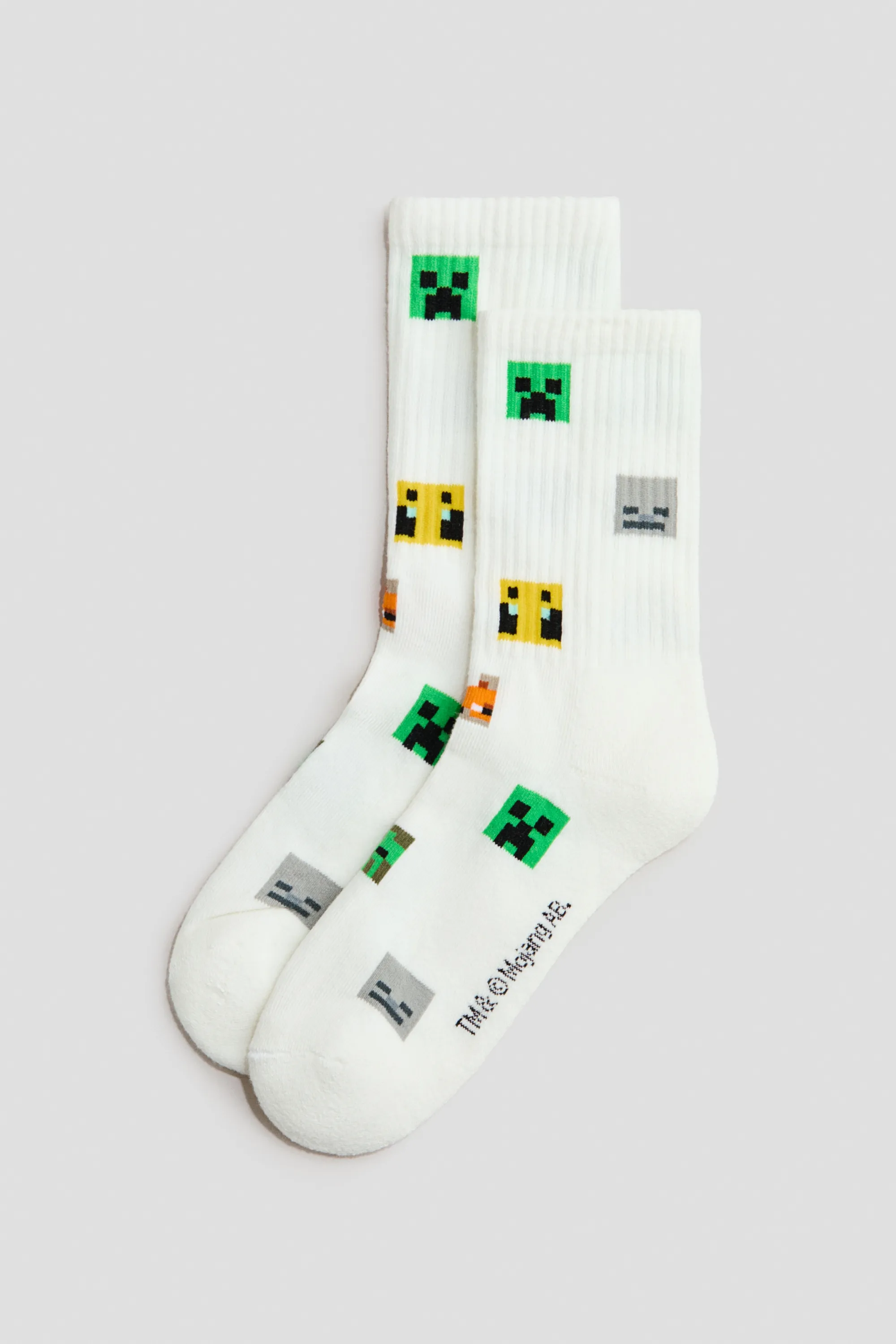 Lot de 5 paires de chaussettes à motif intarsia - Vert/Minecraft