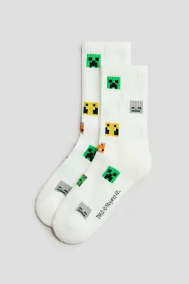 Lot de 5 paires de chaussettes à motif intarsia - Vert/Minecraft — photo 1