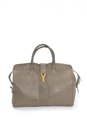 Sac à main CHYC tote grand modèle en cuir perforé gris beige kaki Prix boutique 1900€ — photo 1
