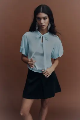Blouse à manches bouffantes - Turquoise clair — photo 2