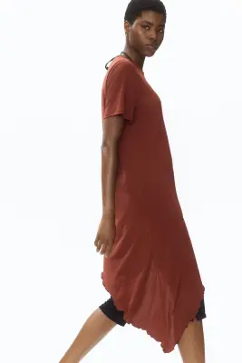 Long T-shirt asymétrique - Brun rouille — photo 2