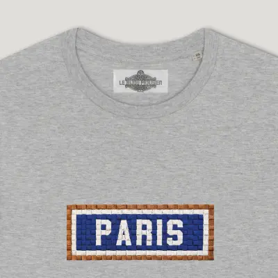 T-SHIRT COTON BIO BRODÉ - PARIS - GRIS — photo 2