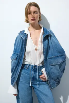 Barrel High Waist Jeans - Bleu denim — photo 2