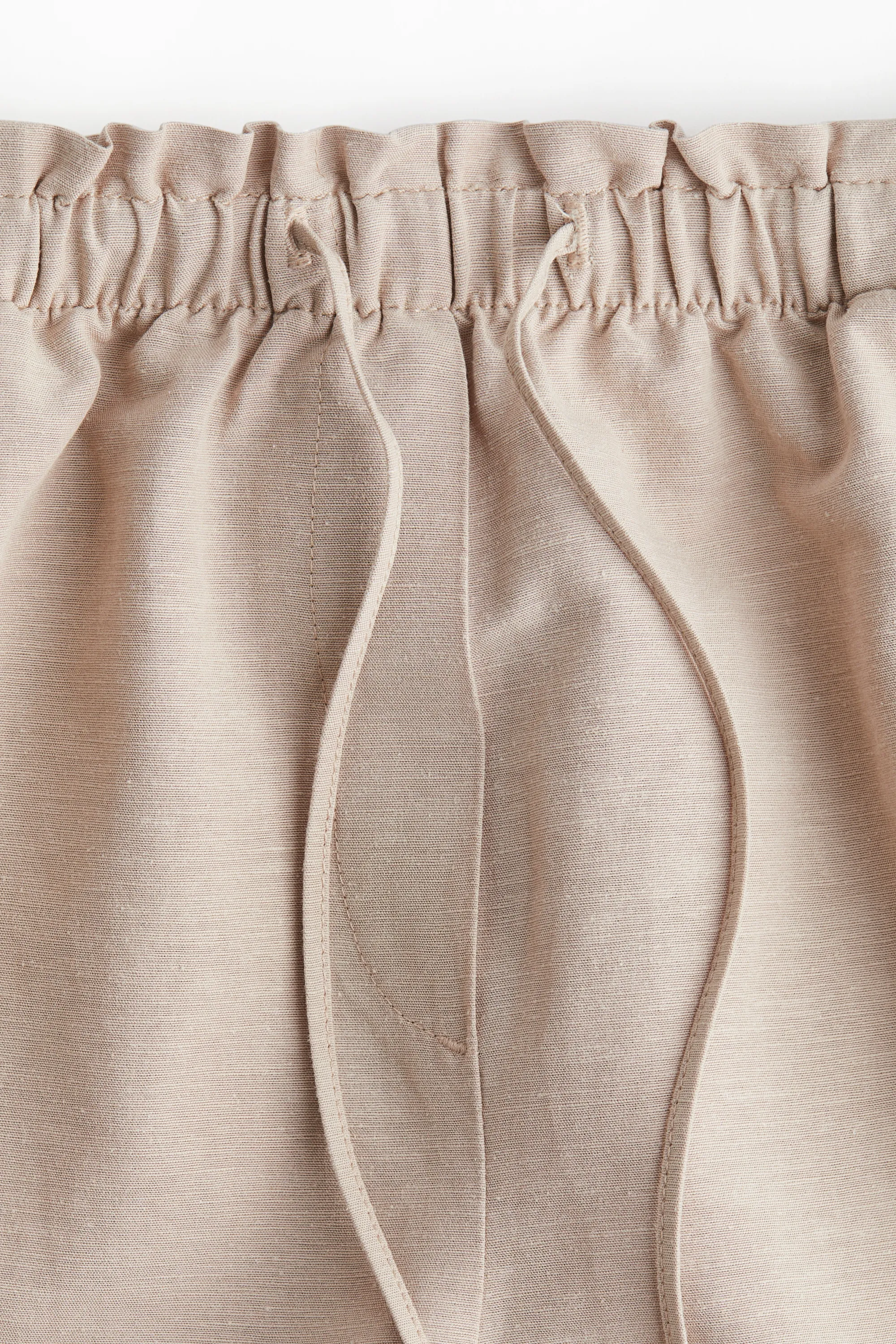 Short en lin mélangé avec cordon de serrage - Beige clair