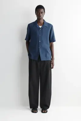CHEMISE À COL CUBAIN - BLEU — photo 1