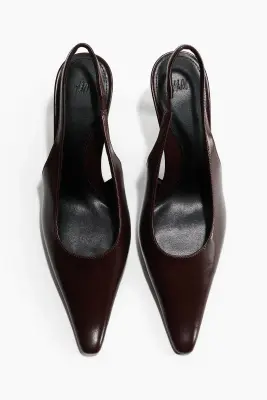 Escarpins à talon avec bride arrière - Marron foncé — photo 1