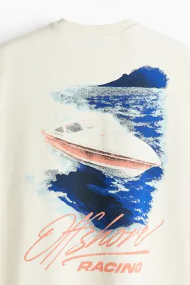 T-shirt boxy Oversized Fit - Crème/Off Shore Racing — photo 5