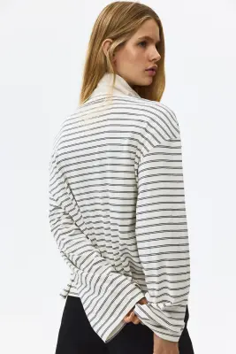 Polo en coton - Crème/rayé — photo 3