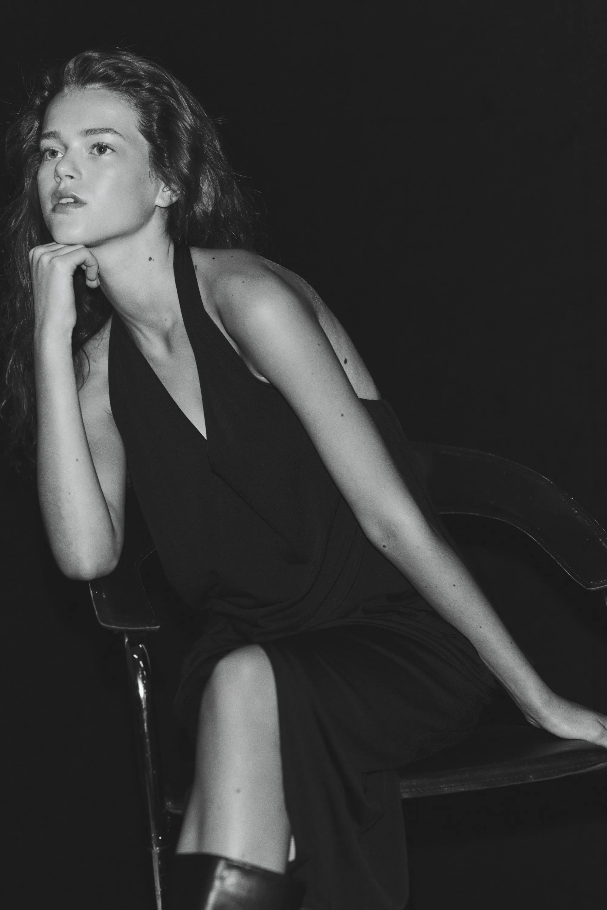 Robe dos nu à effet drapé - Noir