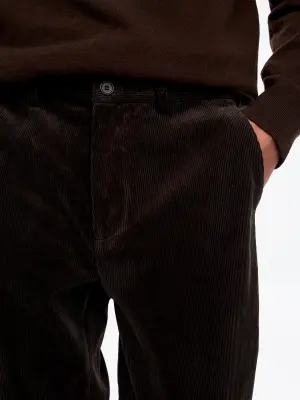 Pantalon en velours côtelé classique - Marron foncé — photo 4
