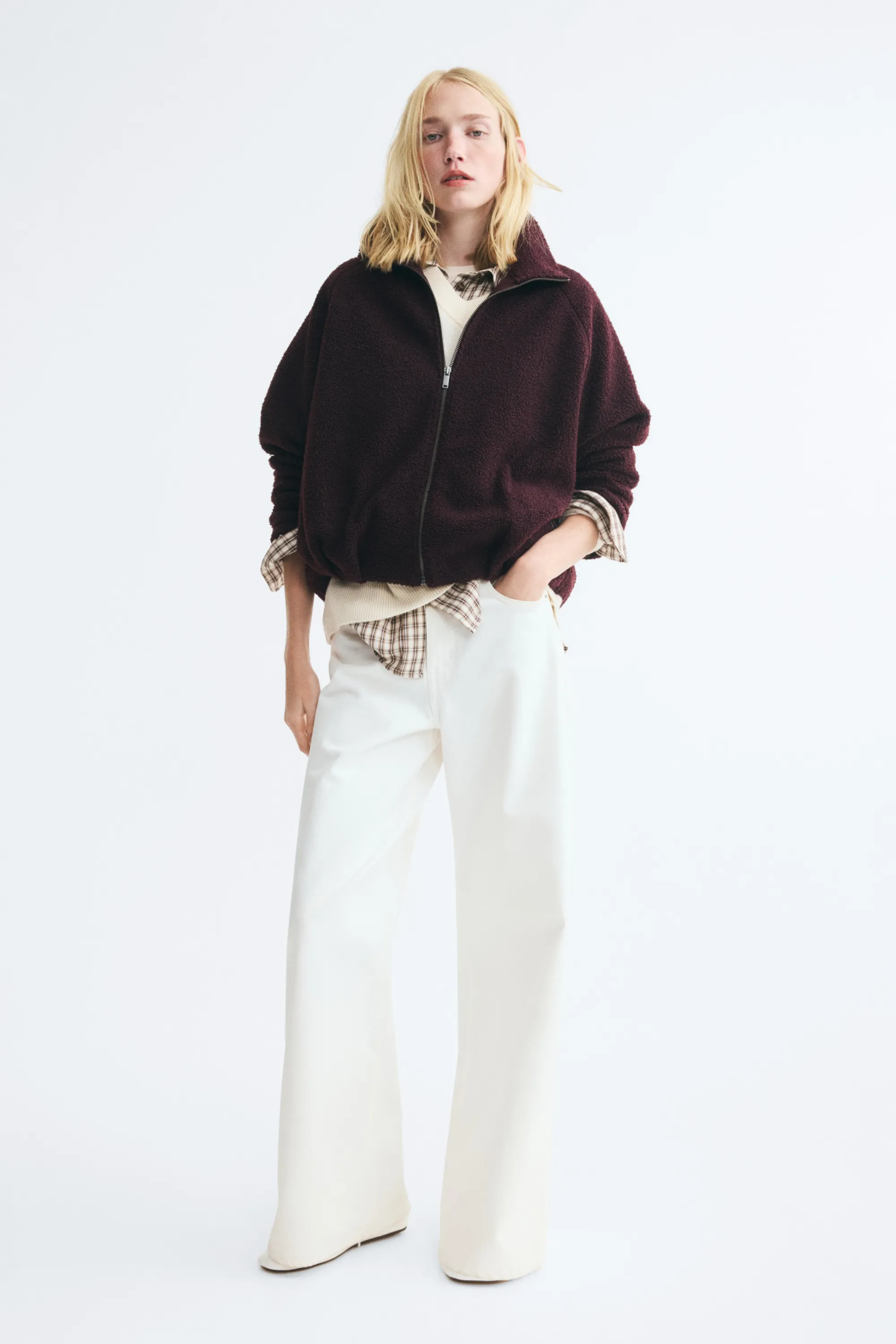 Veste en tissu peluche - Bordeaux