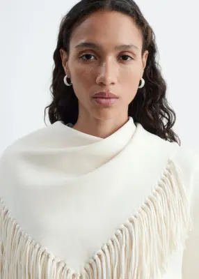 Pull en maille avec écharpe - Écru — photo 1