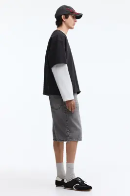 Short Baggy en denim - Gris denim — photo 2