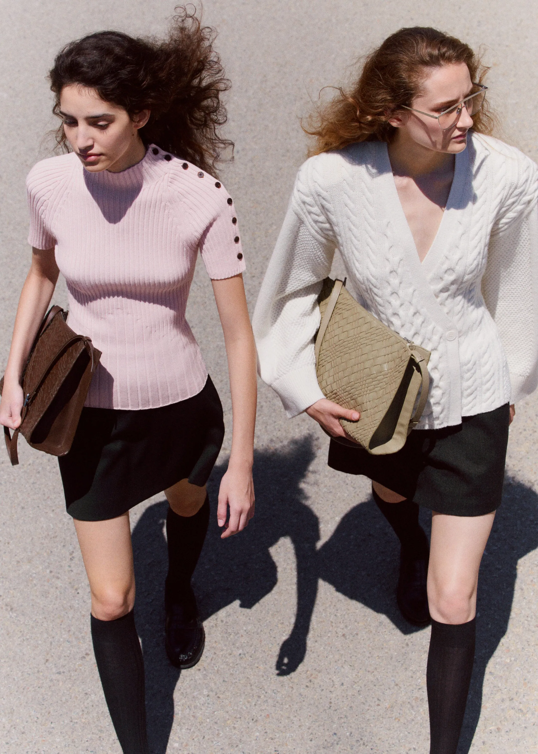 Sac à bandoulière en cuir tressé - Taupe