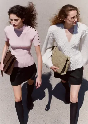 Sac à bandoulière en cuir tressé - Taupe — photo 1