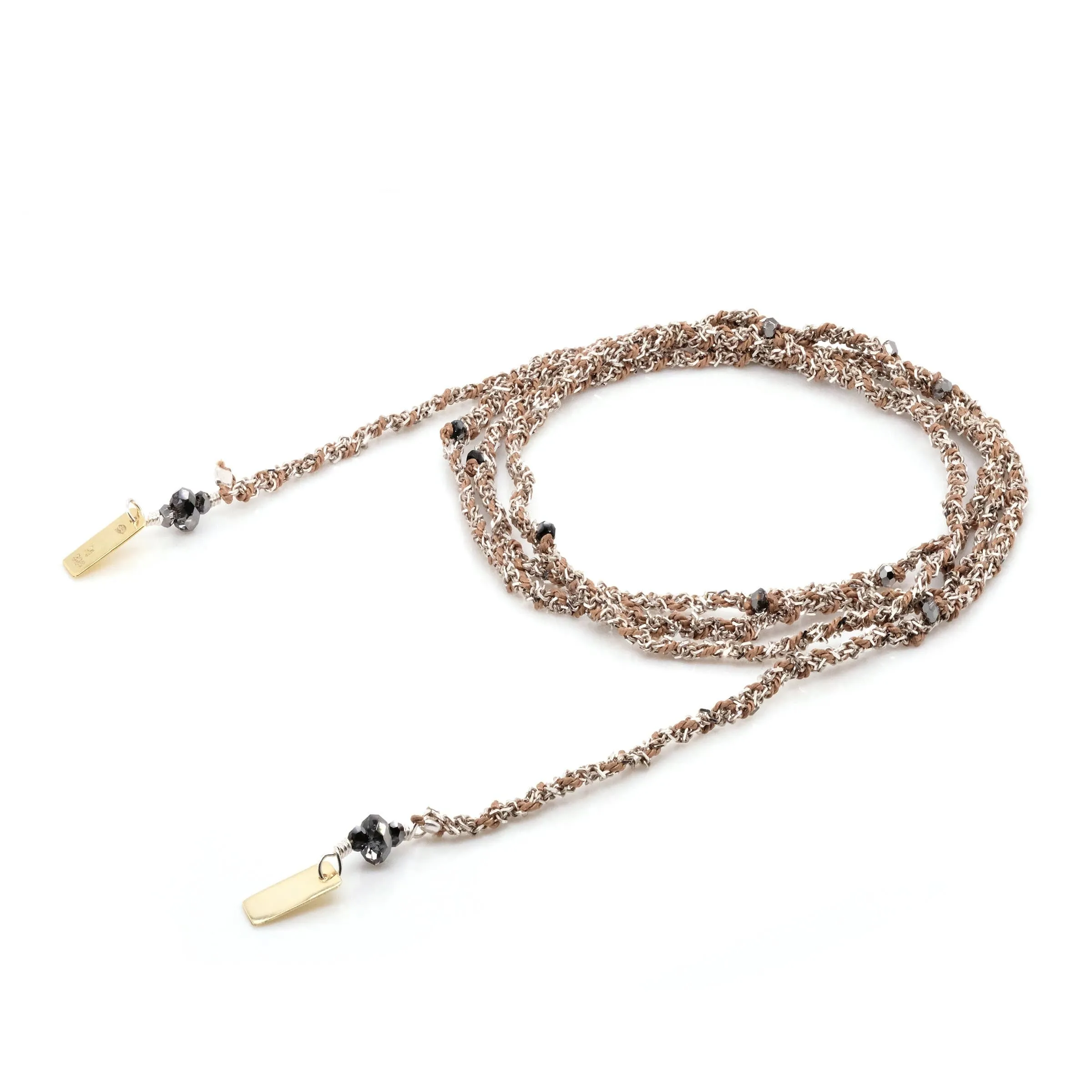 Bracelet ou collier cravate silver beige MLS 182 - Marie Laure Chamorel