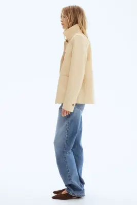 Veste en cuir avec col - Beige clair — photo 3