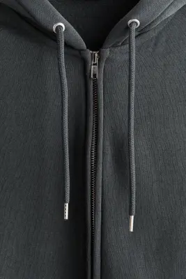 Veste à capuche zippée Loose Fit - Gris foncé — photo 4