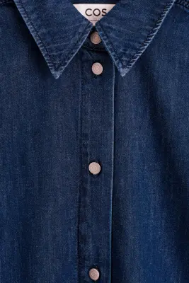 CHEMISE MANCHES COURTES DENIM - BLEU FONCÉ — photo 5