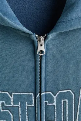 Veste imprimée Oversized Fit avec capuche et zip - Bleu ancien/Westcoast — photo 5