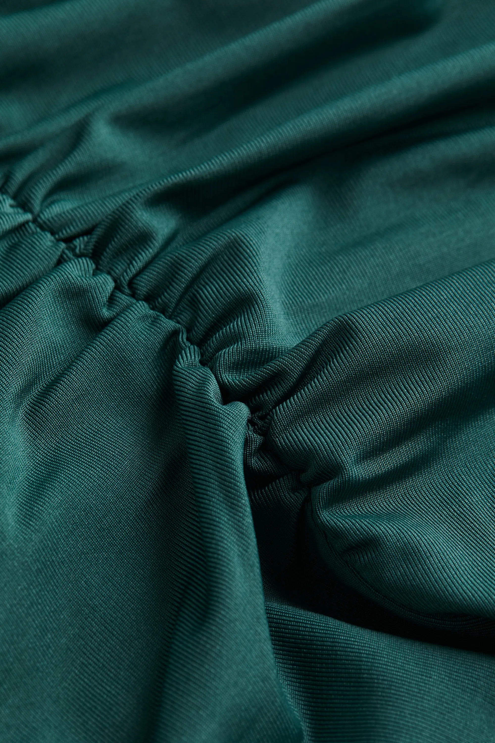 Robe épaules nues à effet drapé - Bleu canard foncé