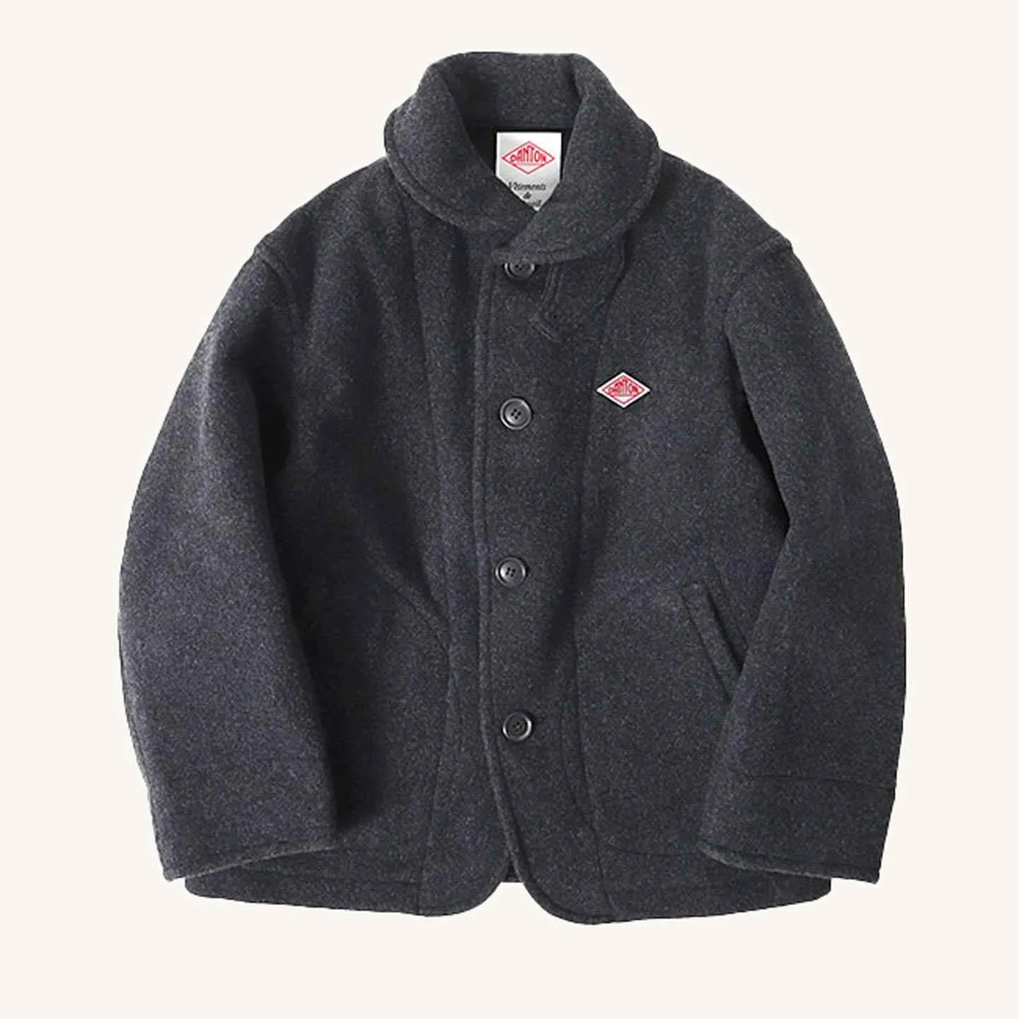 Manteau Danton en laine avec col rond - Charcoal