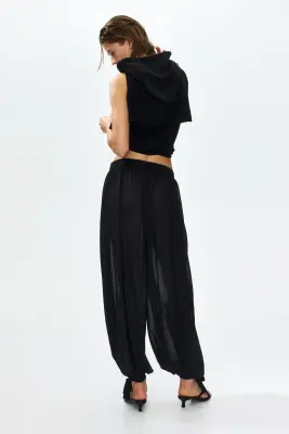 Pantalon ballon avec détails à nouer - Noir — photo 2