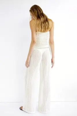 Pantalon de plage à jambes droites - Crème — photo 3