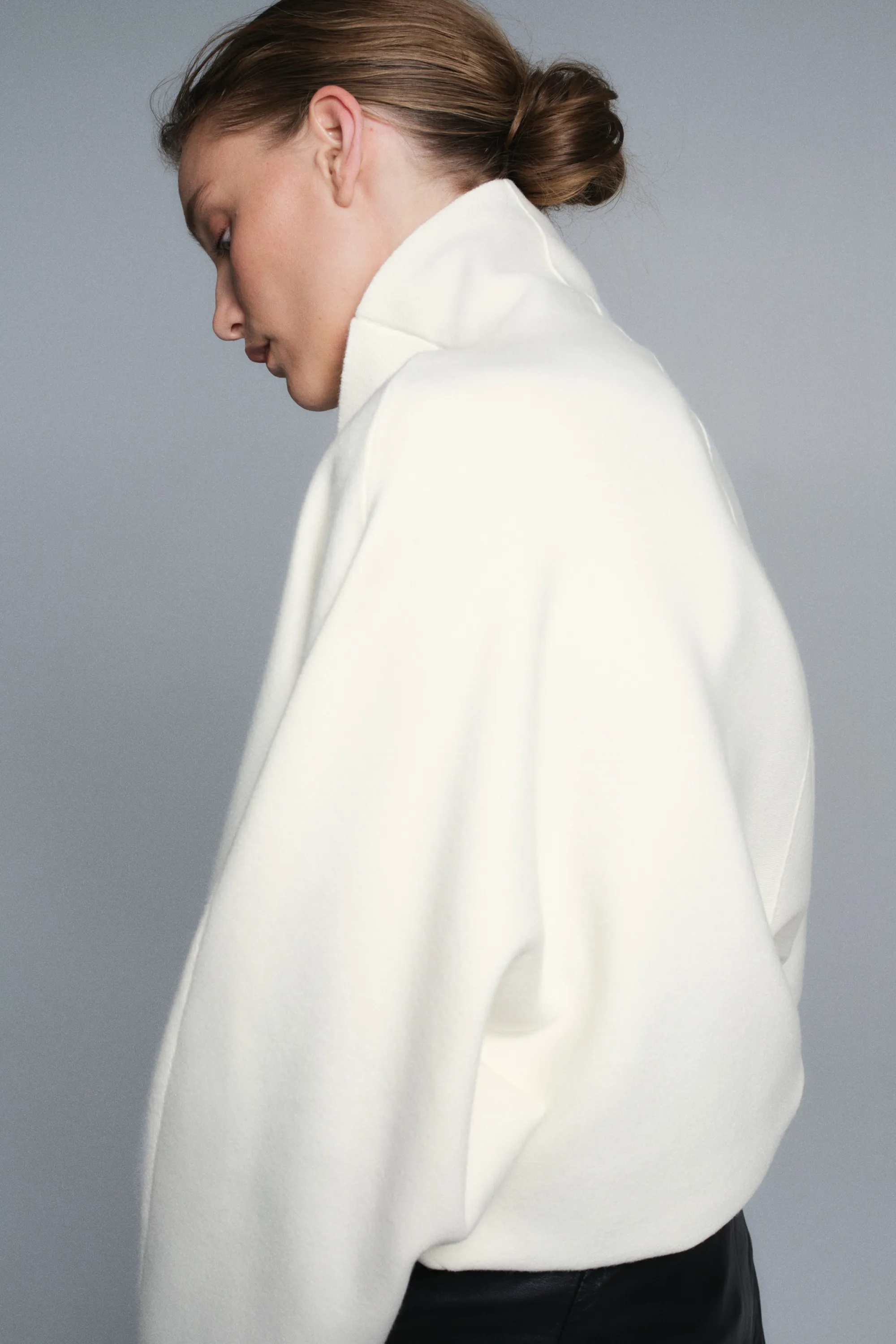 Pull oversize avec col cheminée - Crème