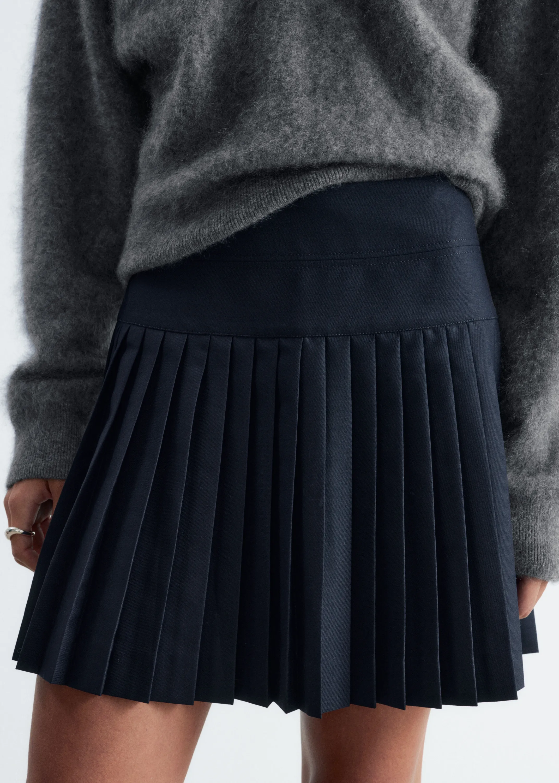 Mini jupe plissée - Bleu foncé
